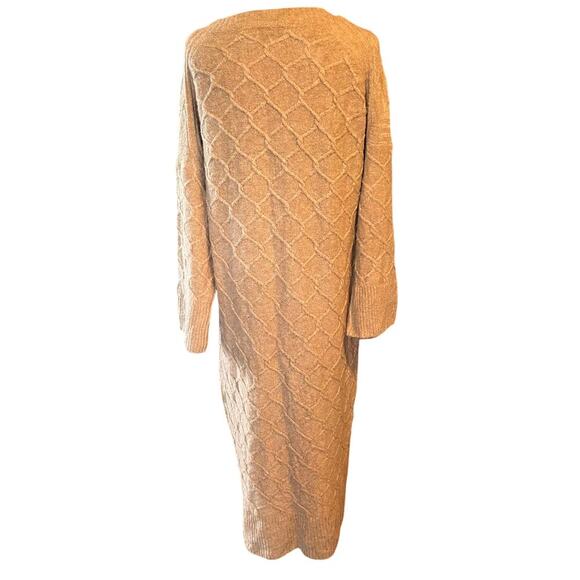 J. Crew Cable-Knit Stretch Wool Sweater Dress.  Tan Merino Wool.  Size M/L - Picture 2 of 8